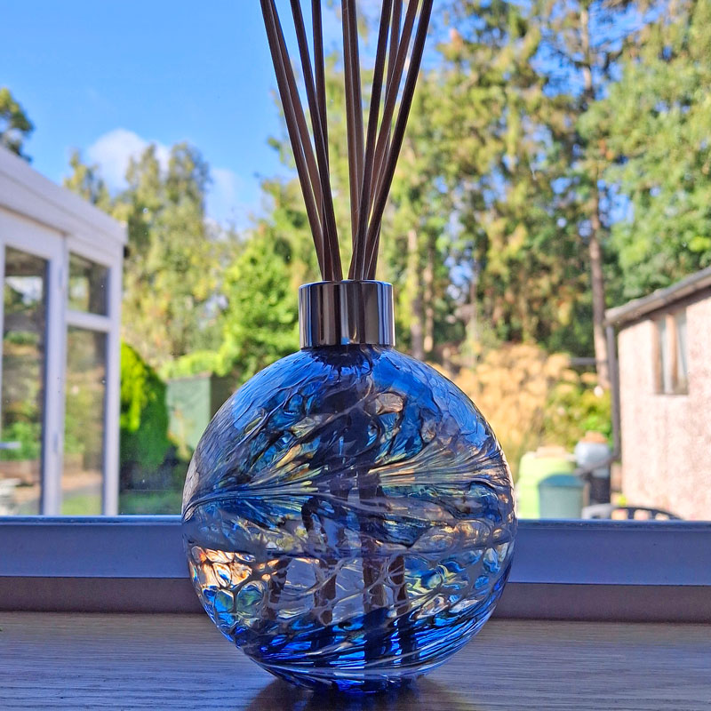 Globe Reed Diffuser Bottle, White, Blue & Grey - Image 3