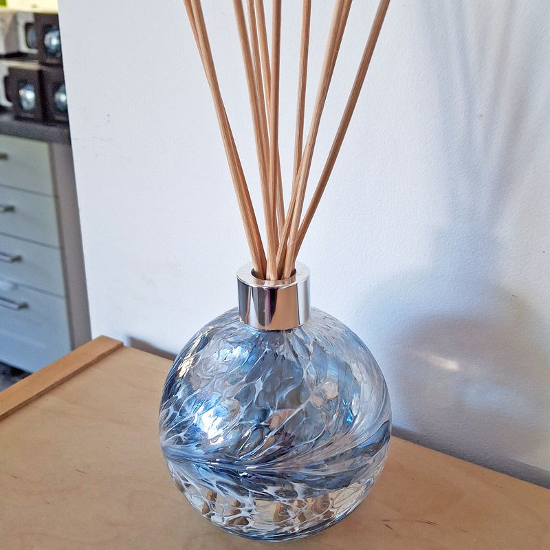 Globe Reed Diffuser Bottle, White, Blue & Grey - Image 2