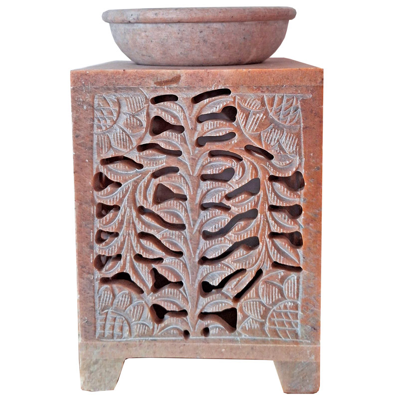 Large Soapstone Rectangular Leaf Burner