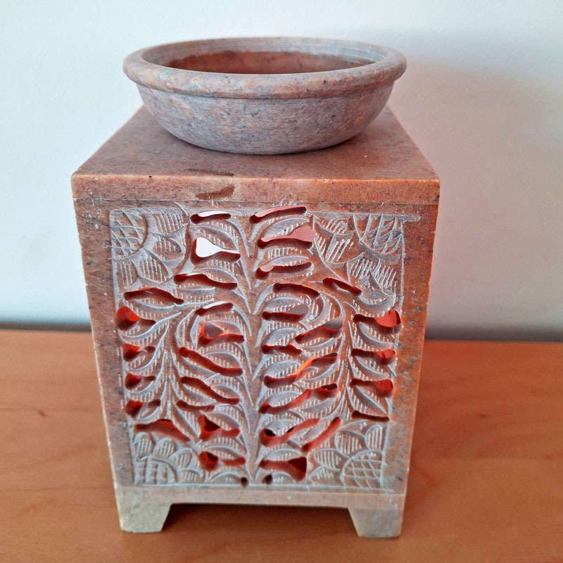 Large Soapstone Rectangular Leaf Burner 2