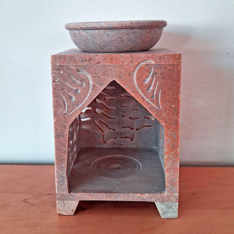Large Soapstone Rectangular Leaf Burner 3