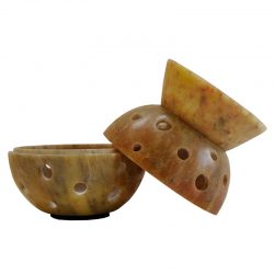Alternative view of Large Soapstone Split Ball Circles Oil Burner