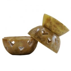 Alternative view of Large Soapstone Split Ball Hearts Oil Burner